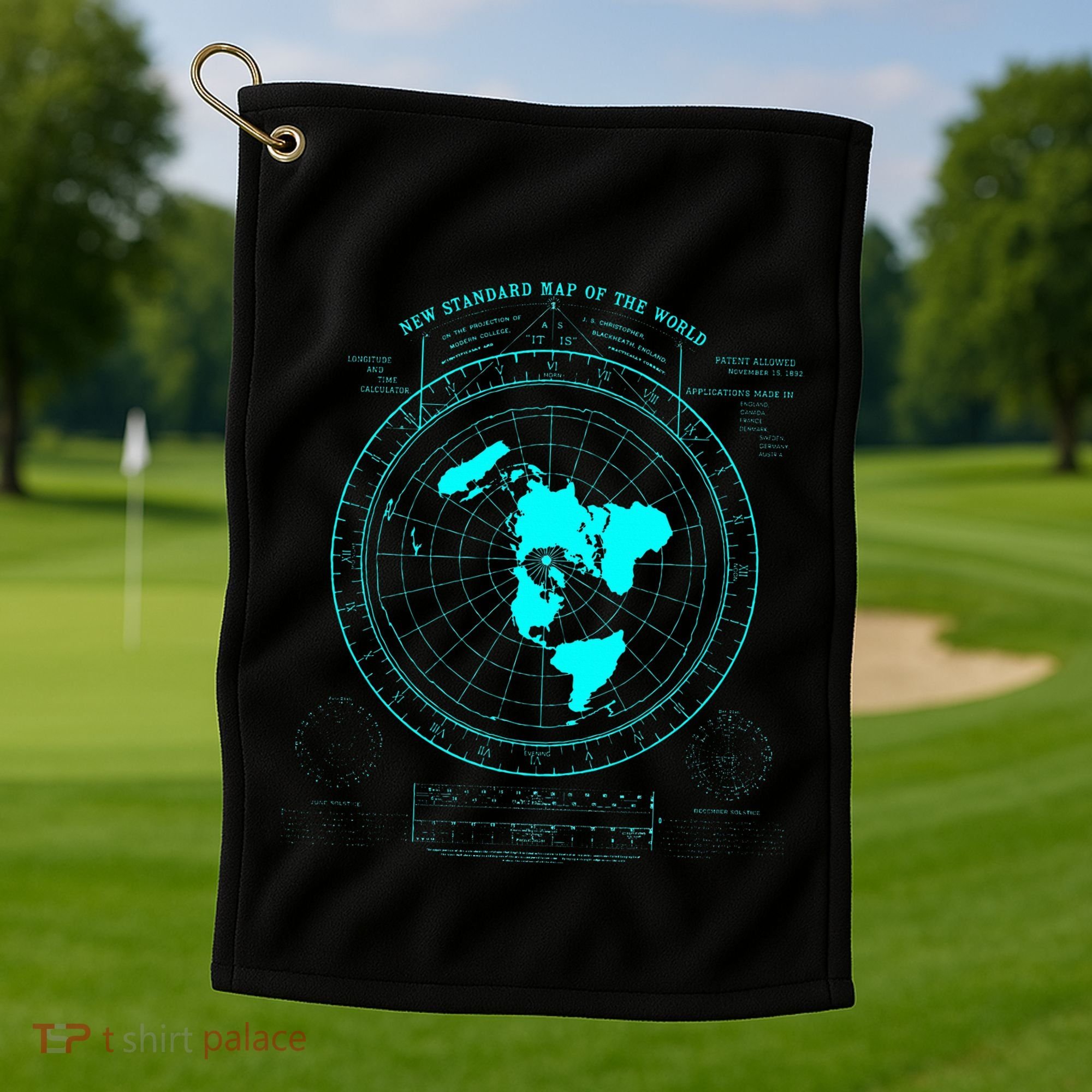 GleasonS New Standard Map Of The World Flat Earth Golf Towel