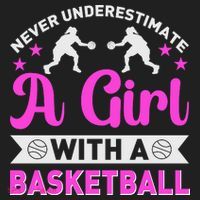 Girls Never Underestimate A Girl Who Plays Basketball Bball Hat thumb 2
