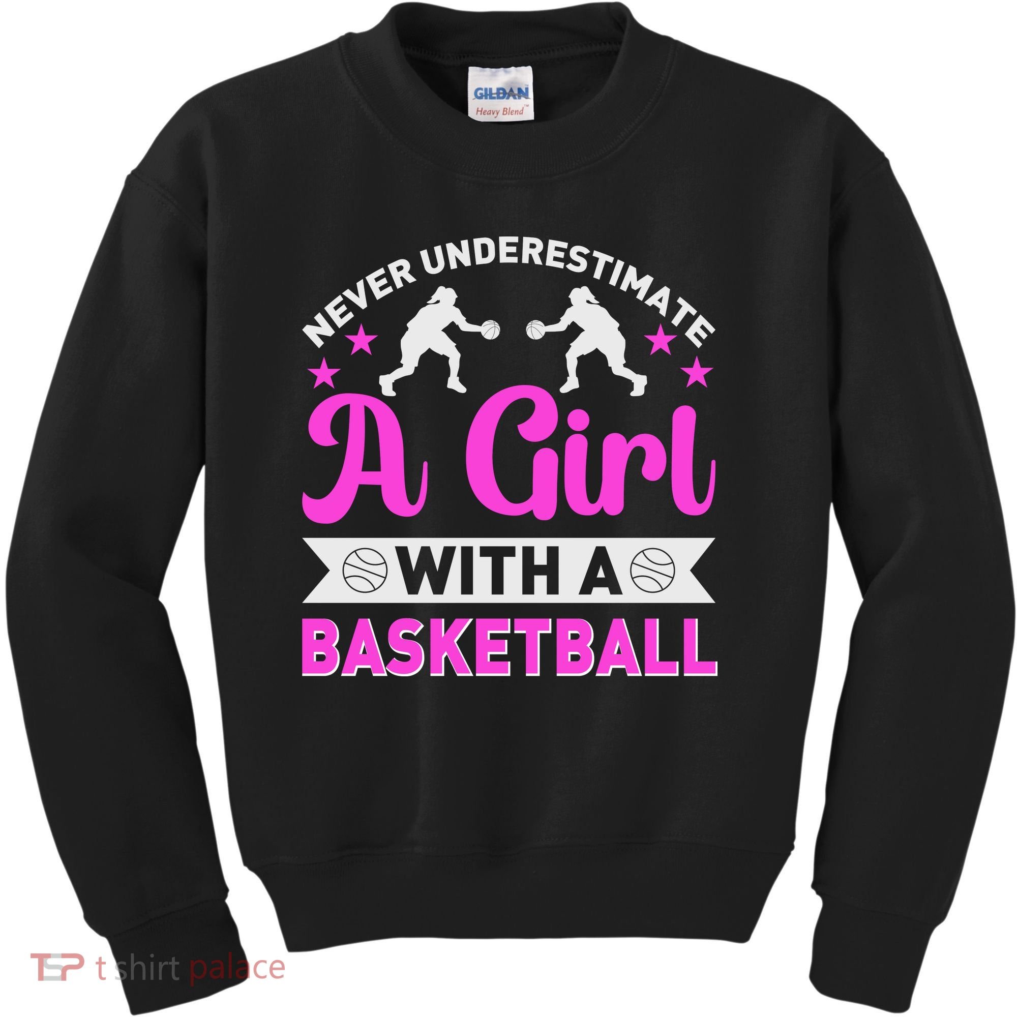 Girls Never Underestimate A Girl Who Plays Basketball Bball Kids Sweatshirt