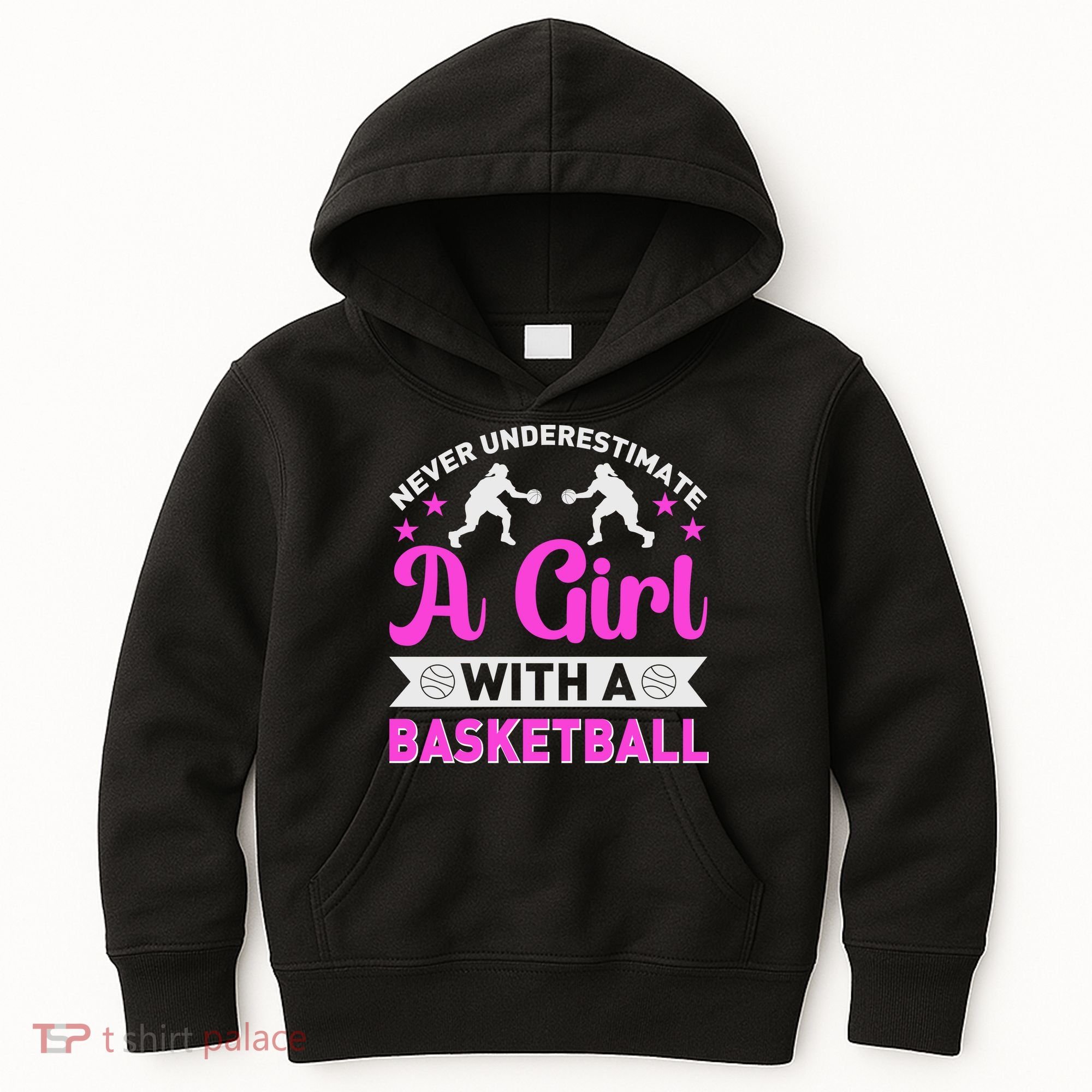 Girls Never Underestimate A Girl Who Plays Basketball Bball Kids Hoodie