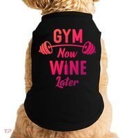 Gym Now Wine Later Funny Workout Weightlifting Barbell Cool Gift Doggie Tank thumb 0