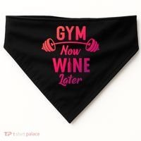 Gym Now Wine Later Funny Workout Weightlifting Barbell Cool Gift USA-Made Doggie Bandana thumb 0