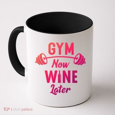 Gym Now Wine Later Funny Workout Weightlifting Barbell Cool Gift Coffee Mug