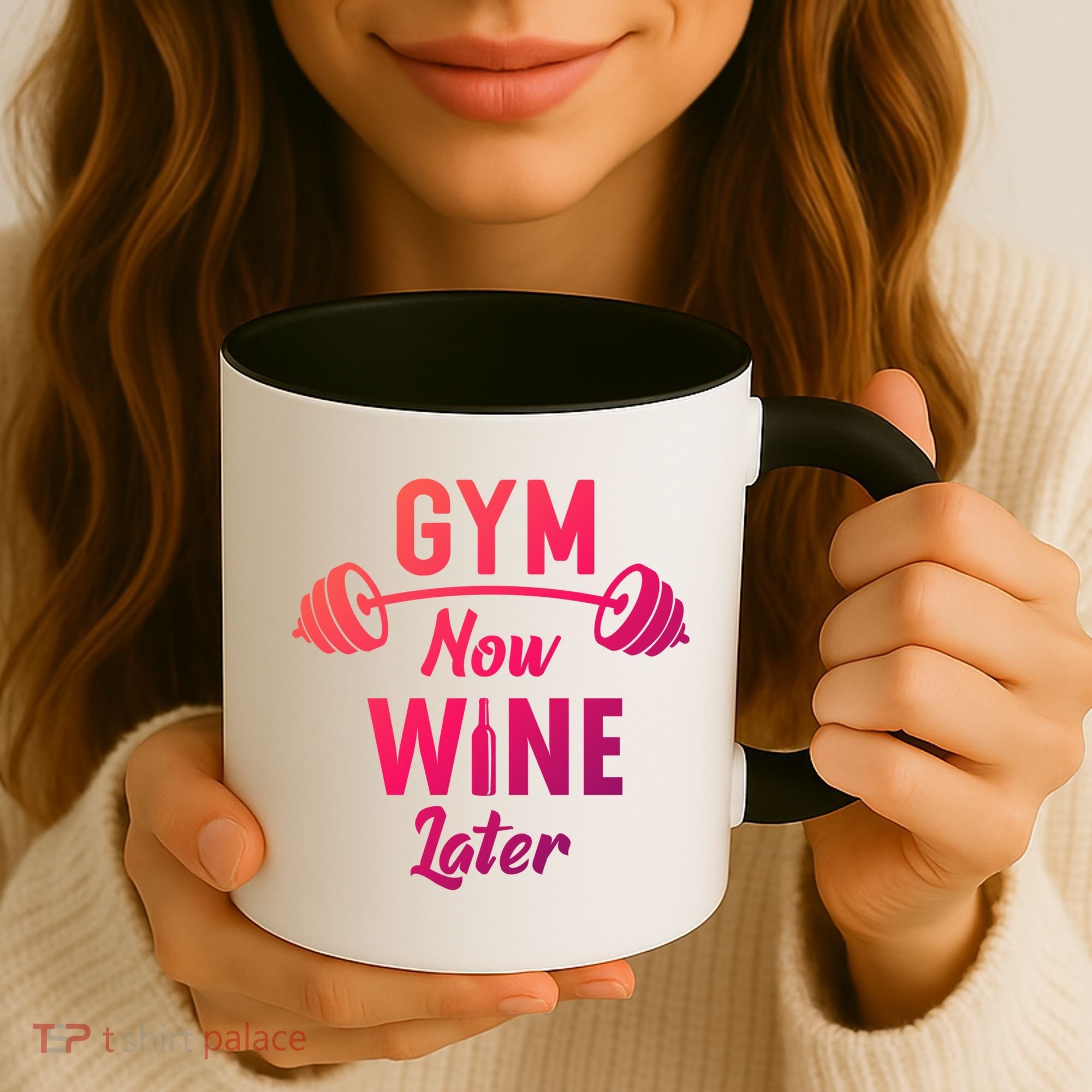 Gym Now Wine Later Funny Workout Weightlifting Barbell Cool Gift Coffee Mug