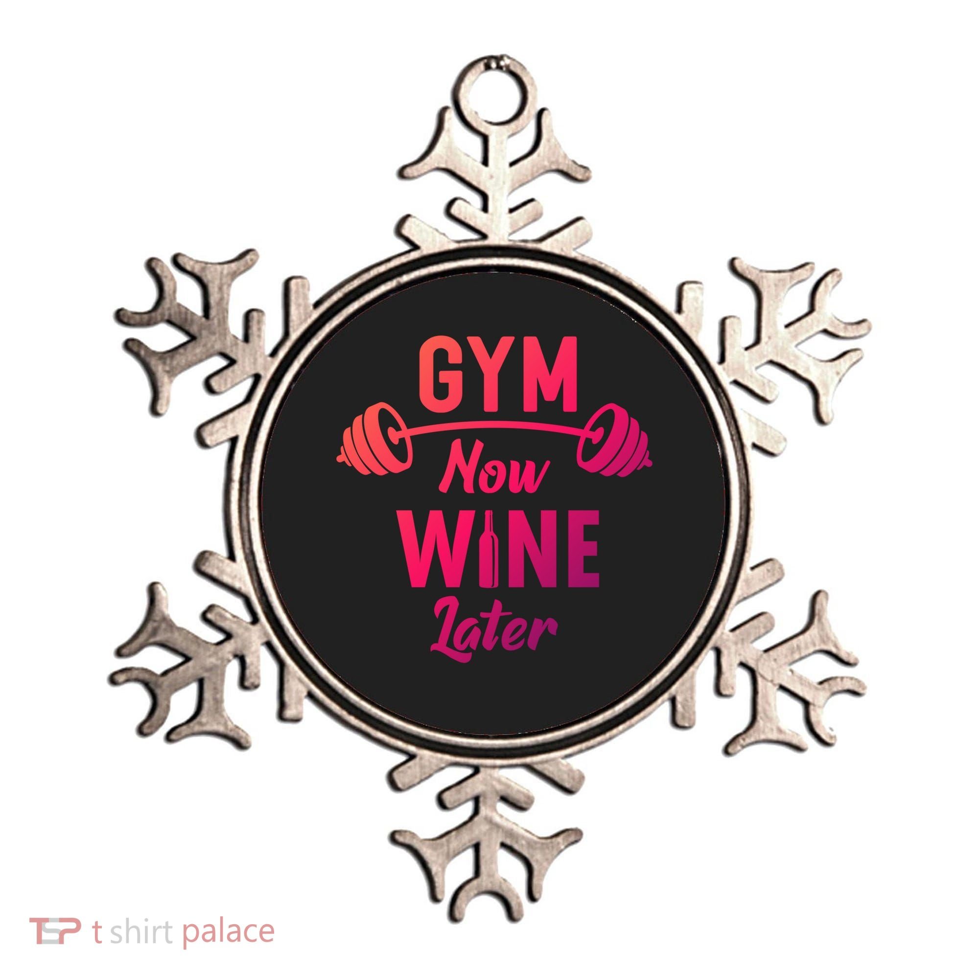 Gym Now Wine Later Funny Workout Weightlifting Barbell Cool Gift Ornament