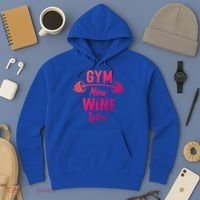 Gym Now Wine Later Funny Workout Weightlifting Barbell Cool Gift Hoodie thumb 3