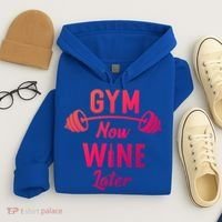 Gym Now Wine Later Funny Workout Weightlifting Barbell Cool Gift Hoodie thumb 4