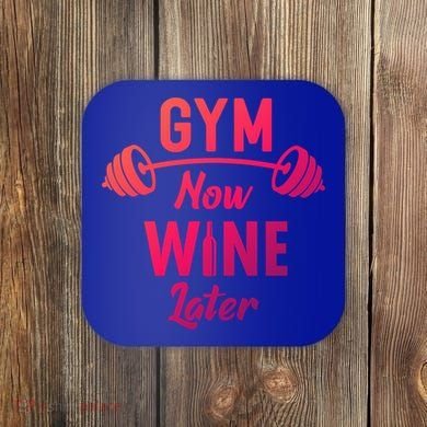 Gym Now Wine Later Funny Workout Weightlifting Barbell Cool Gift Coaster