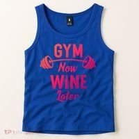 Gym Now Wine Later Funny Workout Weightlifting Barbell Cool Gift Tank Top thumb 2