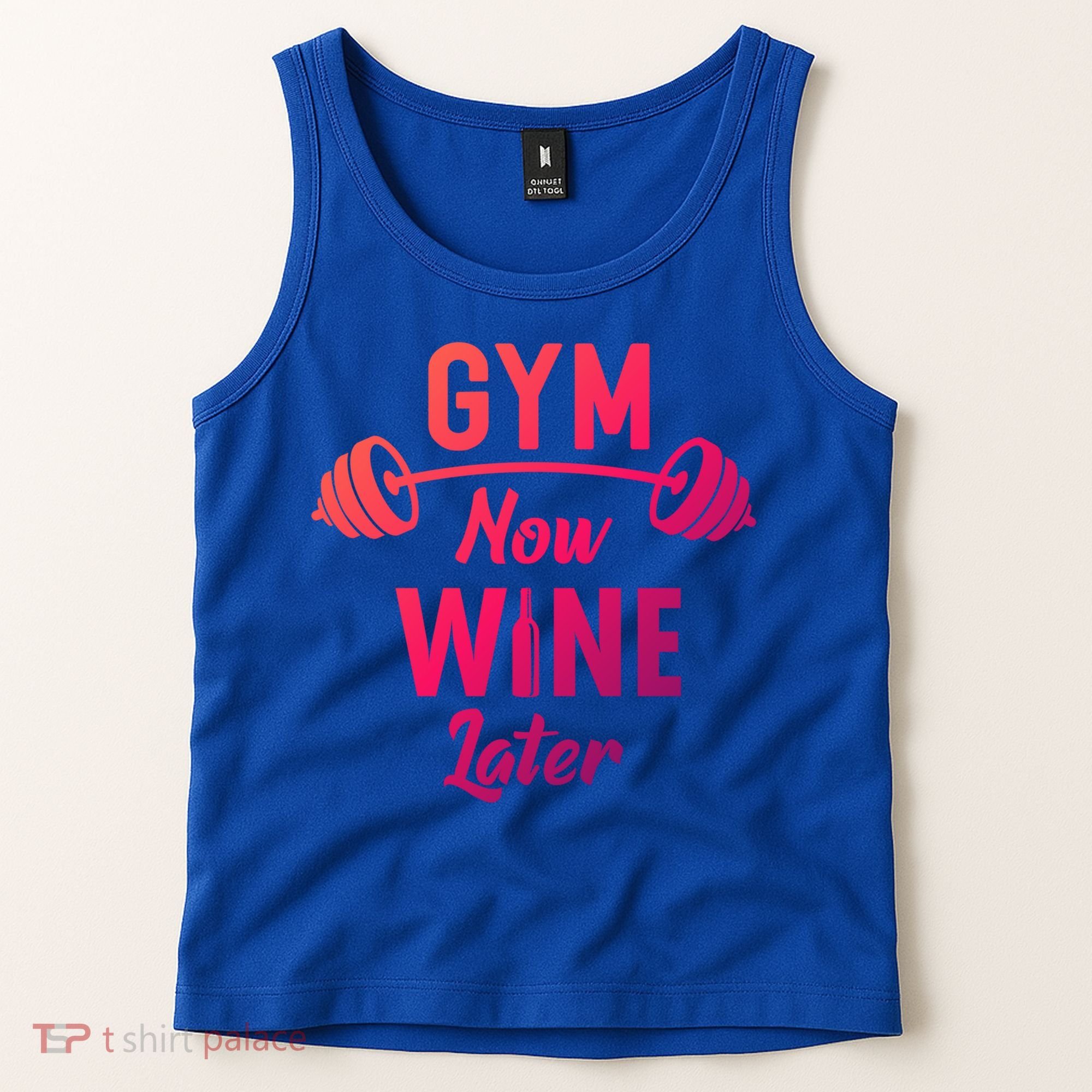Gym Now Wine Later Funny Workout Weightlifting Barbell Cool Gift Tank Top
