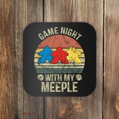 Game Night With My Meeple Board Games Tabletop Boardgamers Coaster