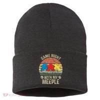 Game Night With My Meeple Board Games Tabletop Boardgamers Sustainable Knit Beanie thumb 0