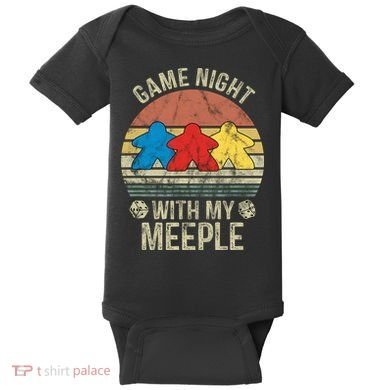 Game Night With My Meeple Board Games Tabletop Boardgamers Baby Bodysuit
