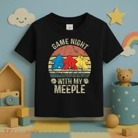 Game Night With My Meeple Board Games Tabletop Boardgamers Toddler T-Shirt thumb 3