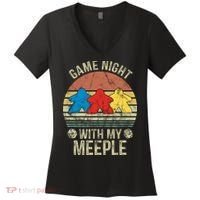 Game Night With My Meeple Board Games Tabletop Boardgamers Women's V-Neck T-Shirt thumb 0