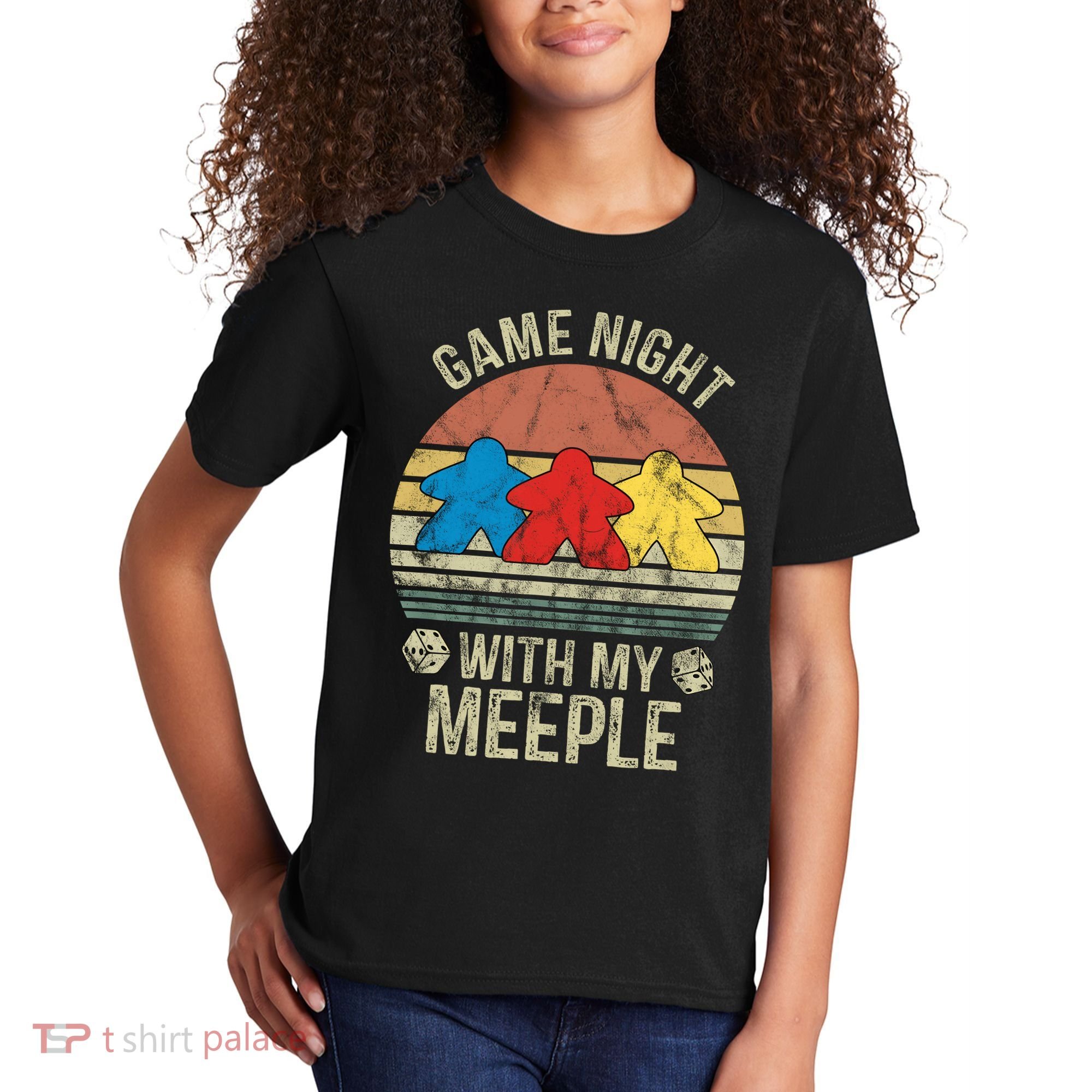 Game Night With My Meeple Board Games Tabletop Boardgamers Kids T-Shirt