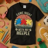 Game Night With My Meeple Board Games Tabletop Boardgamers Kids T-Shirt thumb 3
