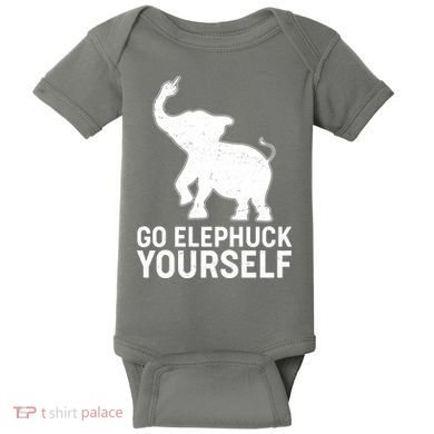 Go Elephuck Yourself Elephant Middle Finger Baby Bodysuit