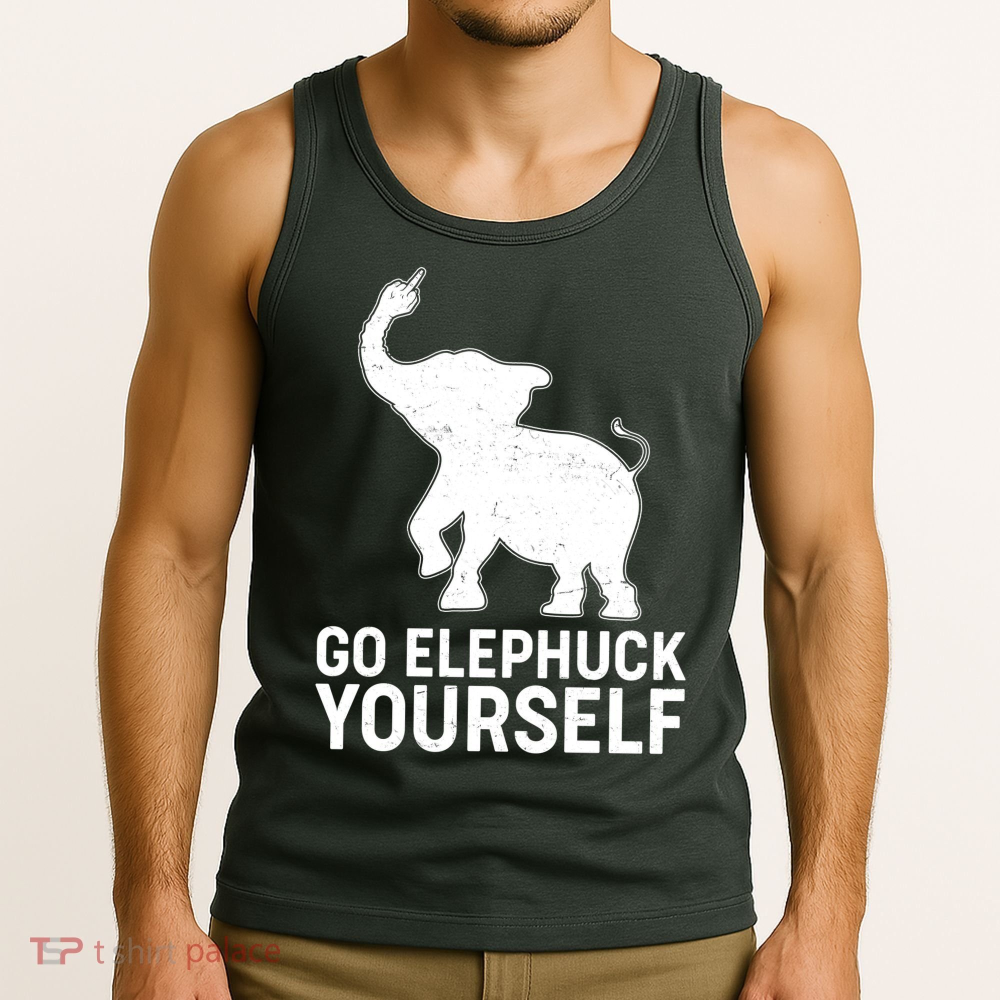 Go Elephuck Yourself Elephant Middle Finger Tank Top