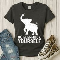 Go Elephuck Yourself Elephant Middle Finger Women's T-Shirt thumb 3