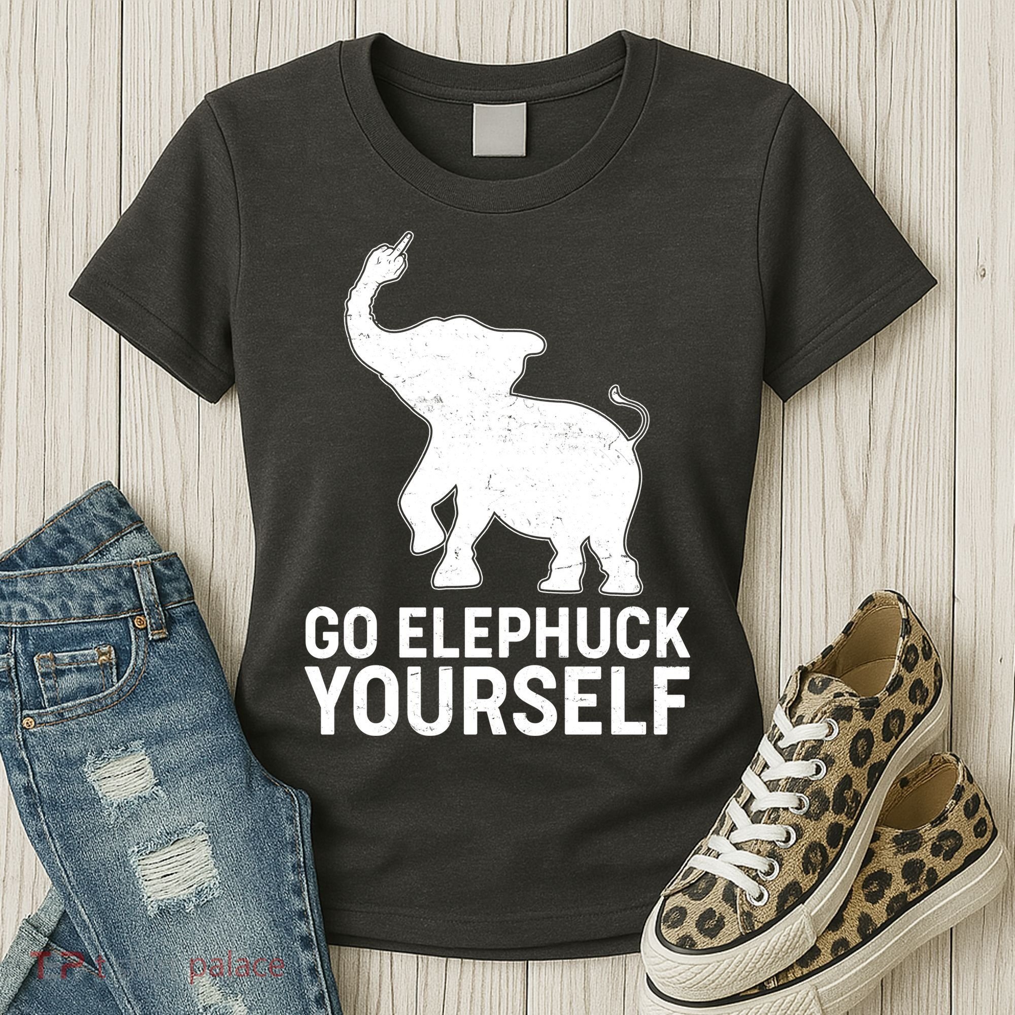 Go Elephuck Yourself Elephant Middle Finger Women's T-Shirt