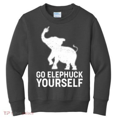 Go Elephuck Yourself Elephant Middle Finger Kids Sweatshirt