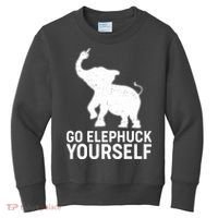 Go Elephuck Yourself Elephant Middle Finger Kids Sweatshirt thumb 0