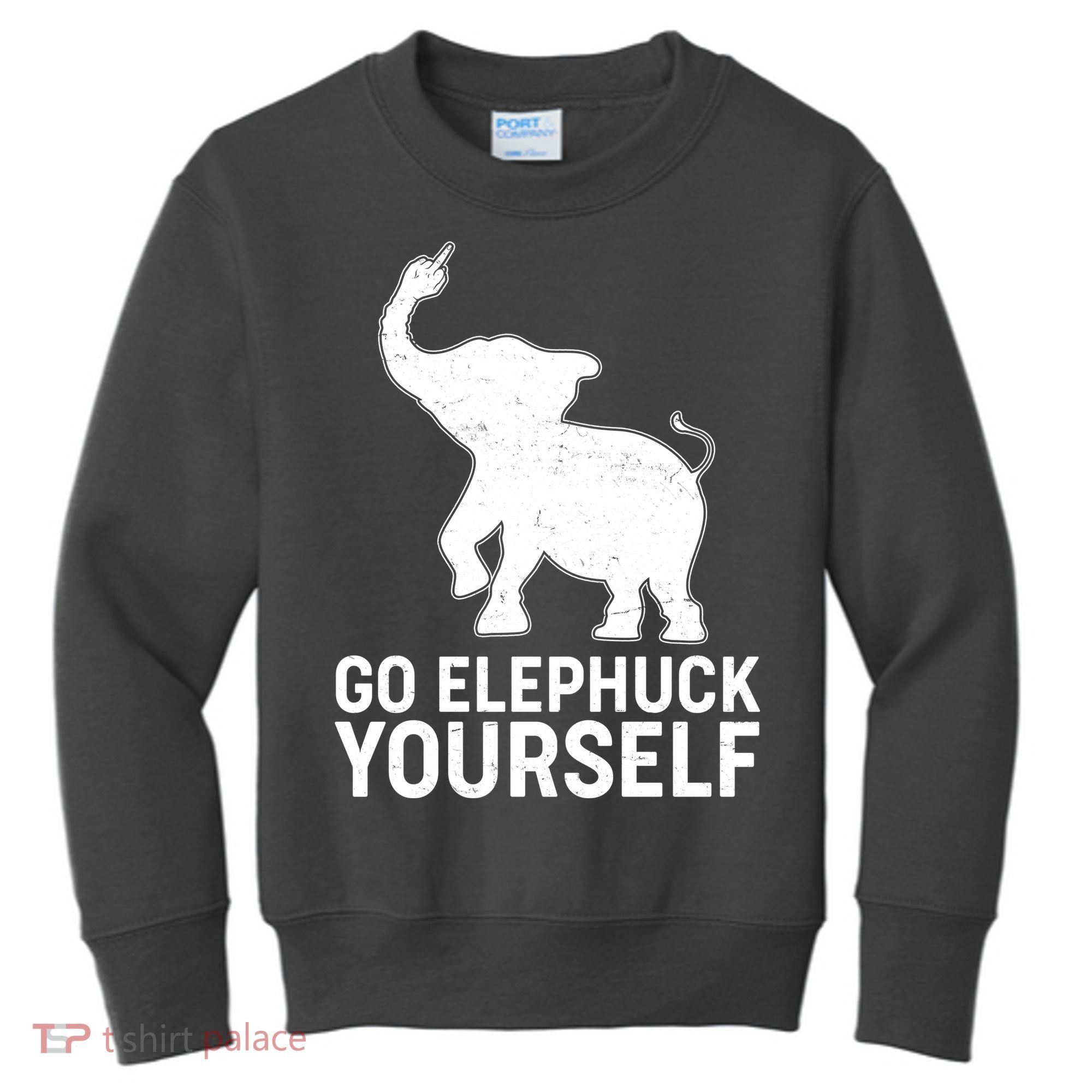 Go Elephuck Yourself Elephant Middle Finger Kids Sweatshirt