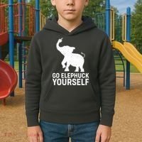 Go Elephuck Yourself Elephant Middle Finger Kids Hoodie thumb 2