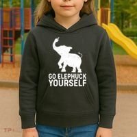 Go Elephuck Yourself Elephant Middle Finger Kids Hoodie thumb 3