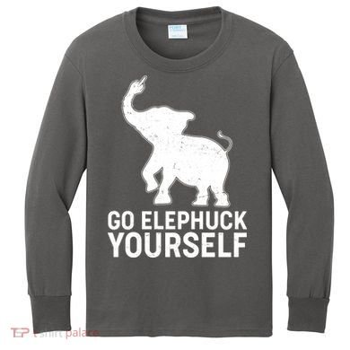 Go Elephuck Yourself Elephant Middle Finger Kids Long Sleeve Shirt