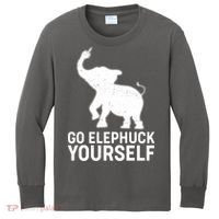 Go Elephuck Yourself Elephant Middle Finger Kids Long Sleeve Shirt thumb 0