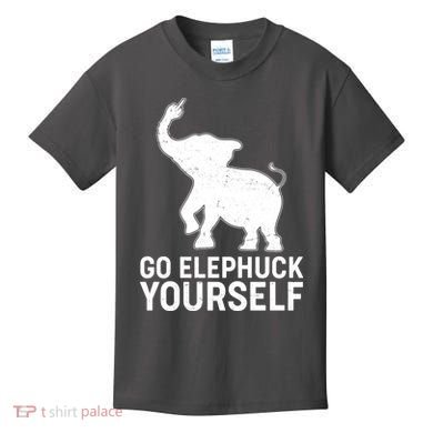 Go Elephuck Yourself Elephant Middle Finger Kids T-Shirt
