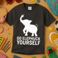 Go Elephuck Yourself Elephant Middle Finger Kids T-Shirt thumb 3