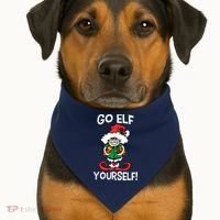 Go Elf Yourself Funny Christmas USA-Made Doggie Bandana thumb 1