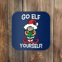 Go Elf Yourself Funny Christmas Coaster thumb 0