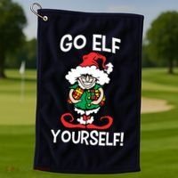 Go Elf Yourself Funny Christmas Golf Towel thumb 1