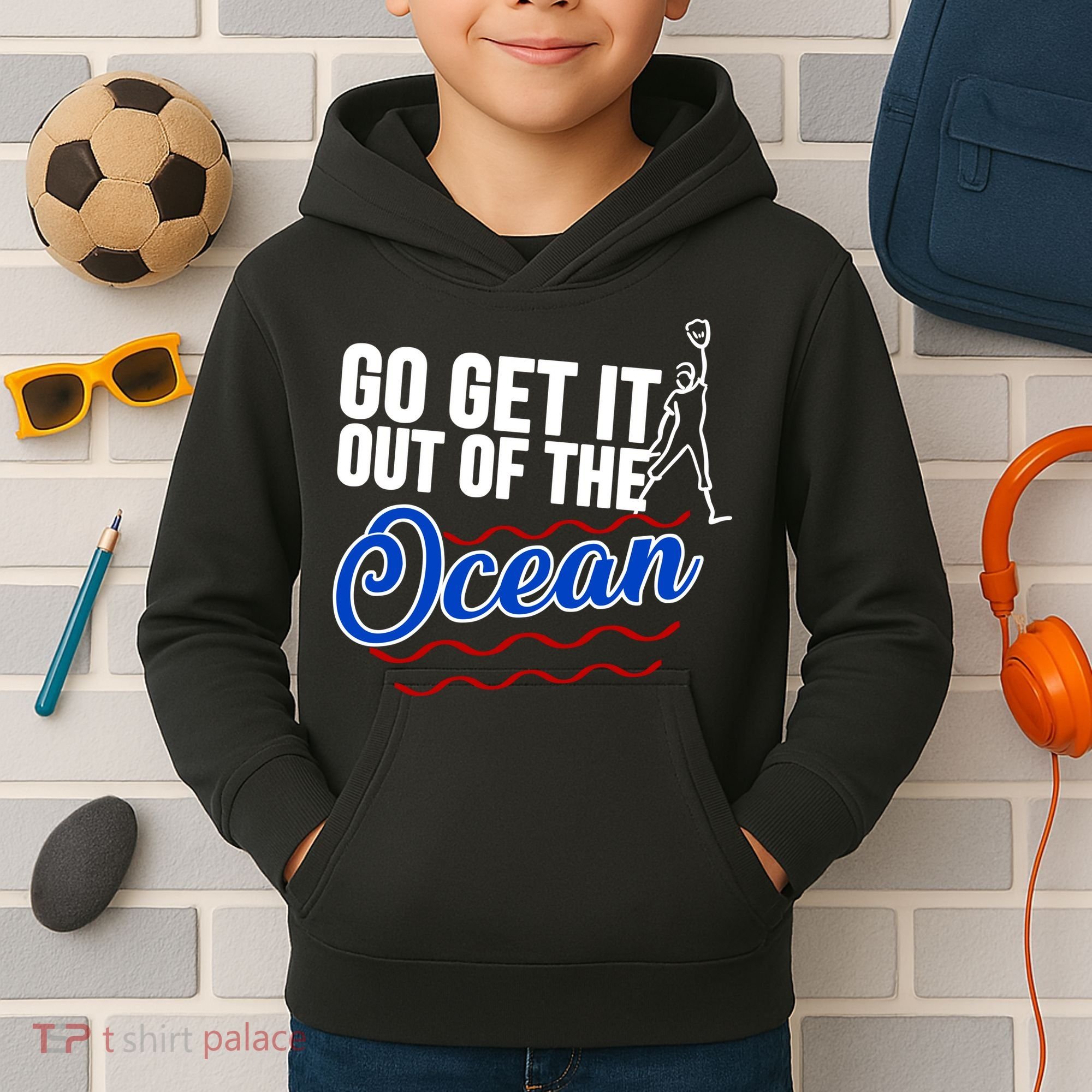 Go Get It Out Of The Ocean Baseball Kids Hoodie