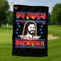 Go Jesus It's Your Birthday Ugly Christmas Golf Towel thumb 1