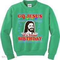 Go Jesus It's Your Birthday Ugly Christmas Kids Sweatshirt thumb 0
