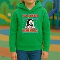 Go Jesus It's Your Birthday Ugly Christmas Kids Hoodie thumb 3
