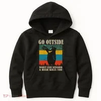 Go Outside Worst Case Scenario A Bear Kills You Kids Hoodie thumb 0