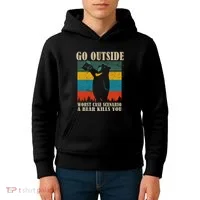 Go Outside Worst Case Scenario A Bear Kills You Kids Hoodie thumb 4