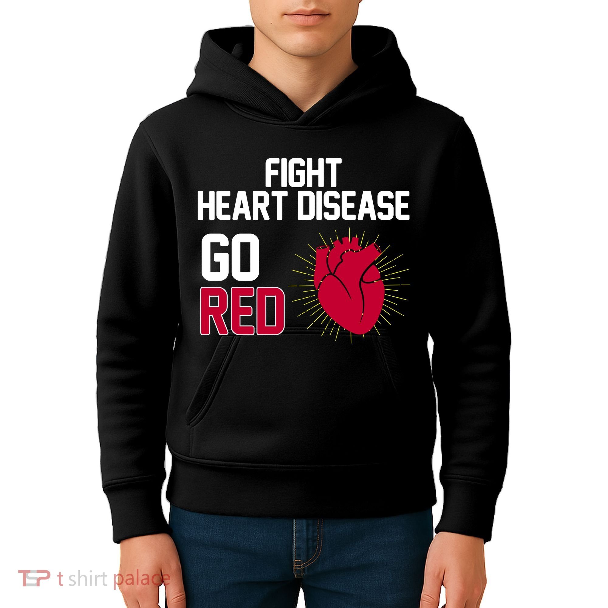 Go Red Fight Heart Health Awareness Kids Hoodie