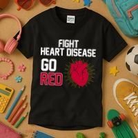 Go Red Fight Heart Health Awareness Kids T-Shirt thumb 3