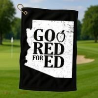 Go Red For Ed Distressed Golf Towel thumb 1