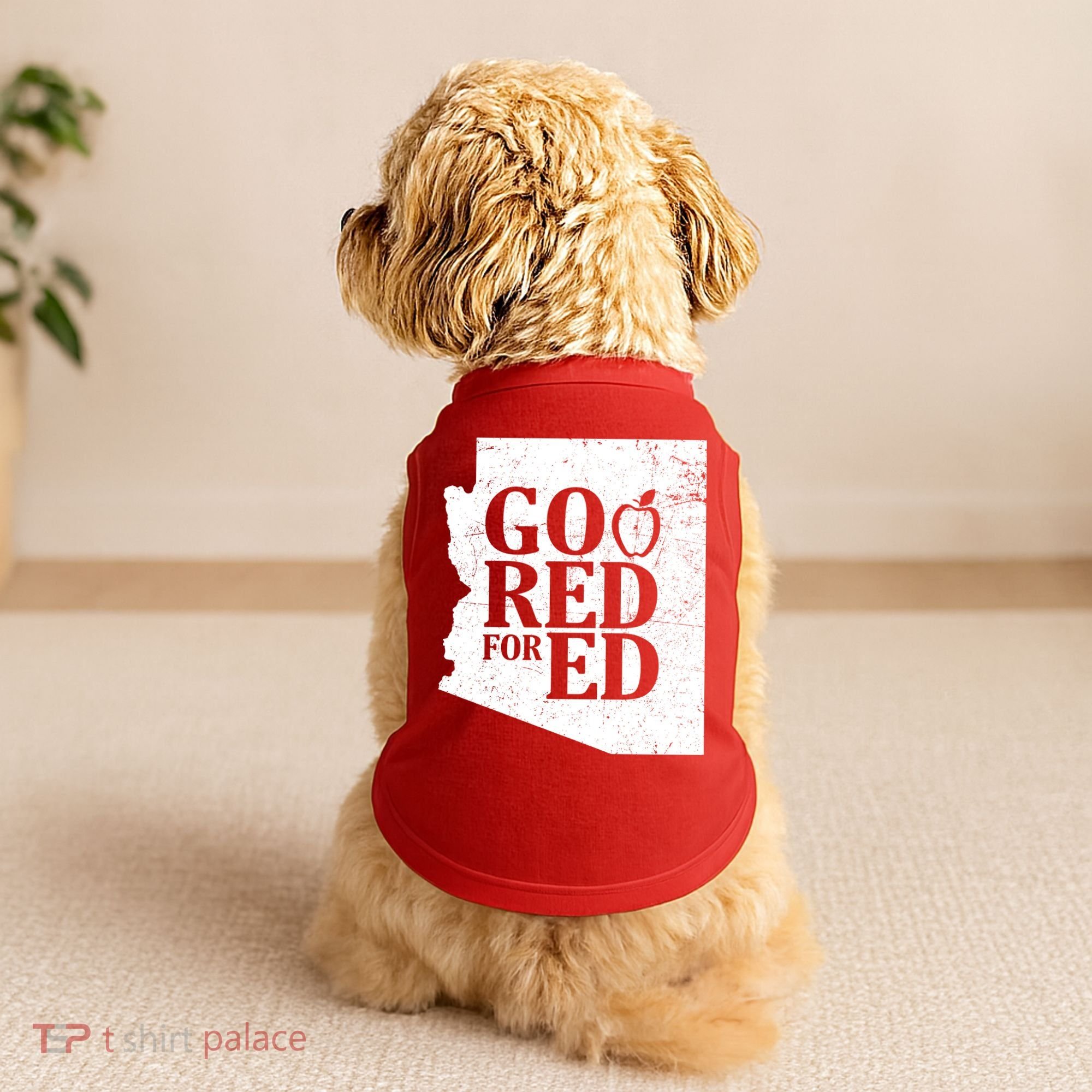 Go Red For Ed Distressed Doggie Tank
