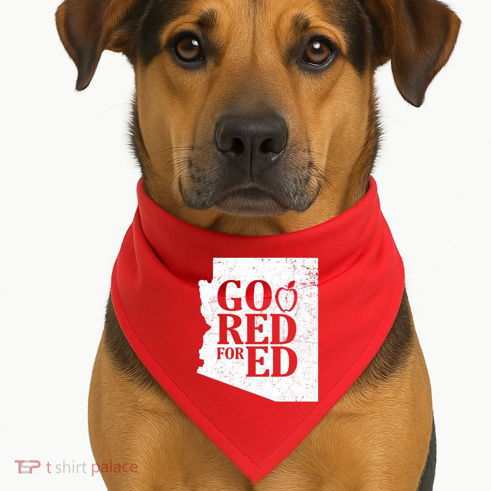 Go Red For Ed Distressed USA-Made Doggie Bandana
