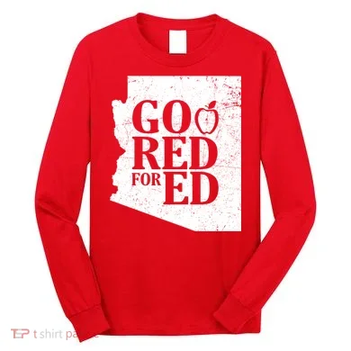 Go Red For Ed Distressed Long Sleeve Shirt