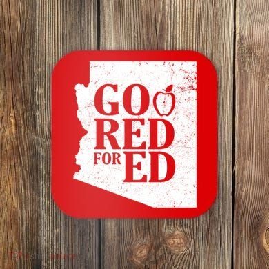 Go Red For Ed Distressed Coaster